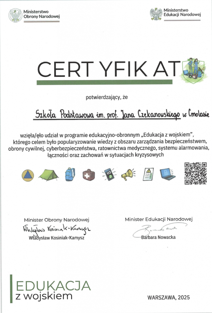 Certyfikat Edukacja z wojskiem